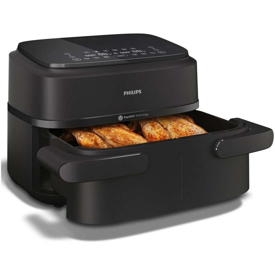 Philips Serie 1000 NA150/00 Airfryer Doppio Cestello 7.1 L (3L+4.1L) 2450 W 10 Metodi di Cottura Nero