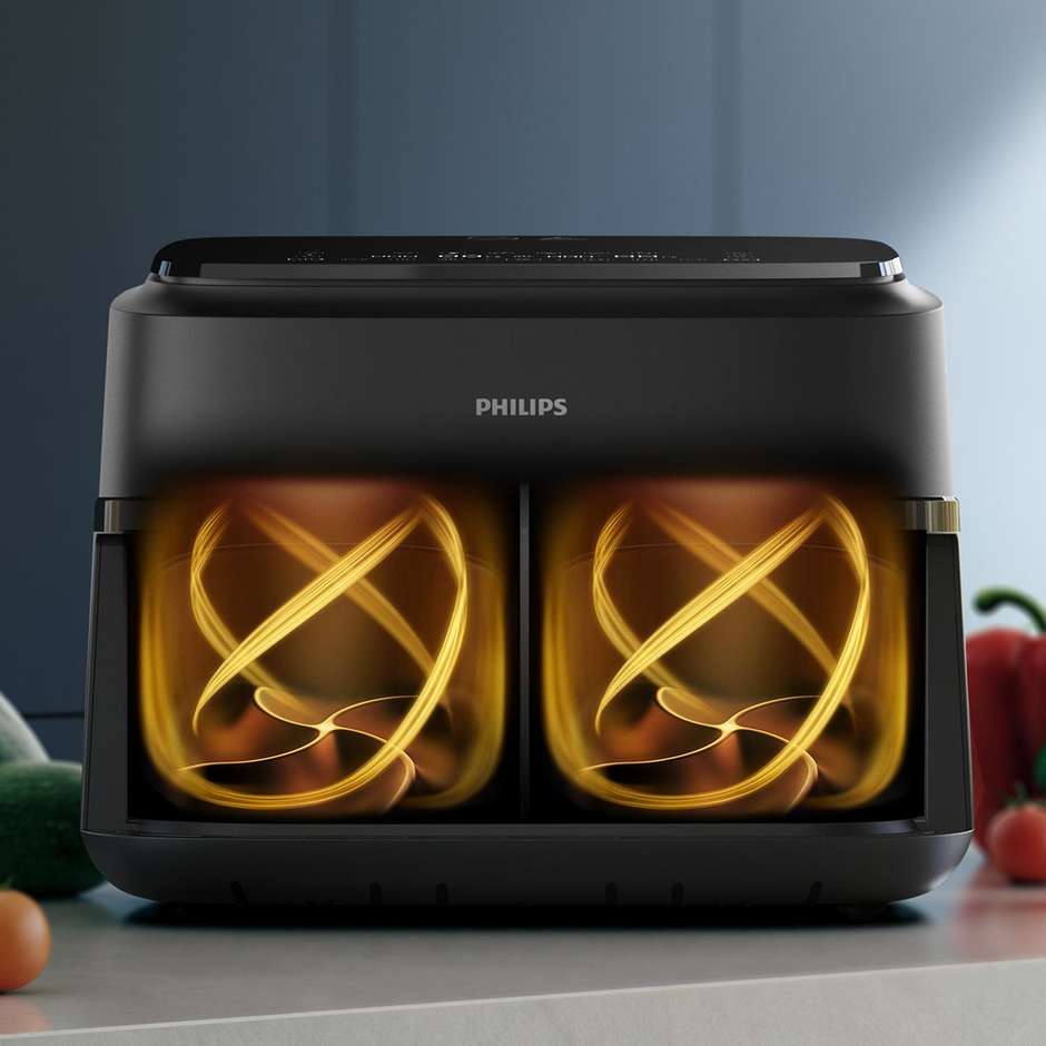 Philips Serie 1000 NA150/00 Friggitrice ad Aria Doppio Cestello 7,1 Litri 2450 W 10 Metodi di Cottura Nero