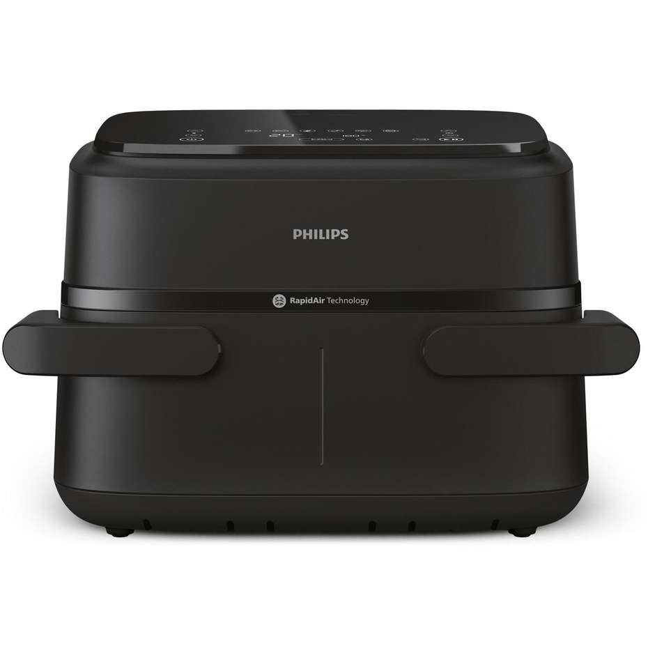 Philips Serie 1000 NA150/00 Friggitrice ad aria Doppio Cestello Capacita 7.1 Lt Potenza 2450 W 10 metodi di cottura App per ricette Colore Nero