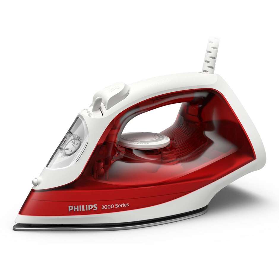 Philips Serie 2000 DST2010/40 Ferro da Stiro a Vapore Compatto 2000 W Piastra Antiaderente Rosso e Bianco