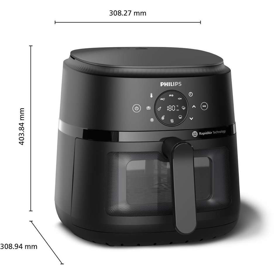 Philips Serie 2000 NA231/00 Friggitrice ad Aria 6,2 L 1700 W 13 Programmi con Finestra Visiva Nero e Argento