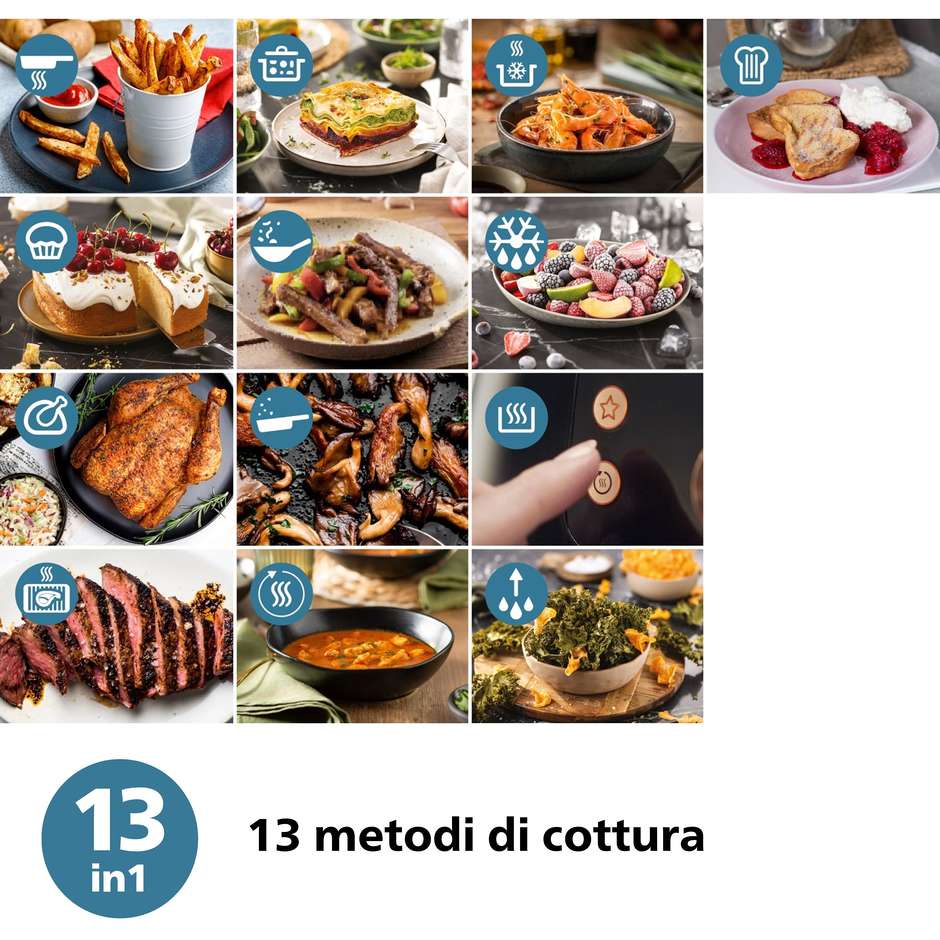 Philips Serie 2000 NA231/00 Friggitrice ad Aria 6,2 L 1700 W 13 Programmi con Finestra Visiva Nero e Argento