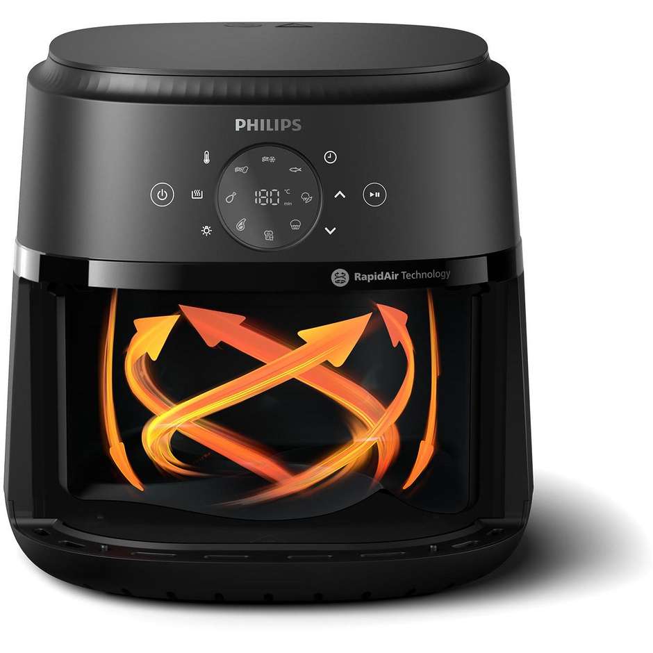 Philips Serie 2000 NA231/00 Friggitrice ad Aria Capacità 6,2 Litri 1700 W RapidAir Finestra Touch Nero