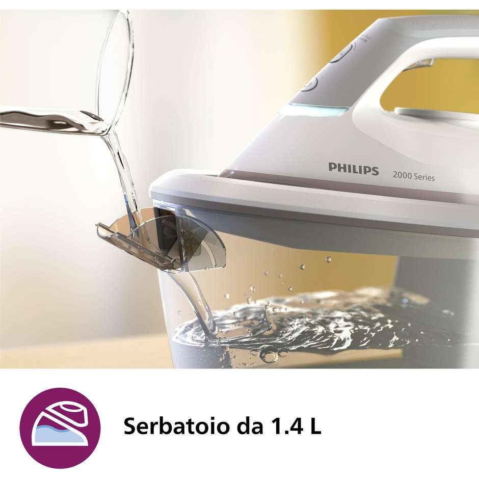 Philips Serie 2000 PSG2000/80 Ferro da Stiro con Generatore di Vapore 6 Bar 2400 W Serbatoio 1.4 L Bianco e Grigio