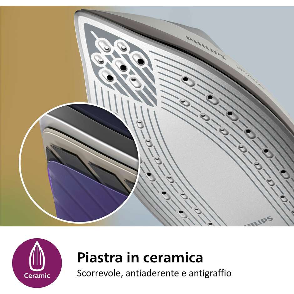 Philips Serie 2000 PSG2000/80 Ferro Generatore di Vapore Piastra Ceramica 2400 W 6 Bar 1,4 L Grigio