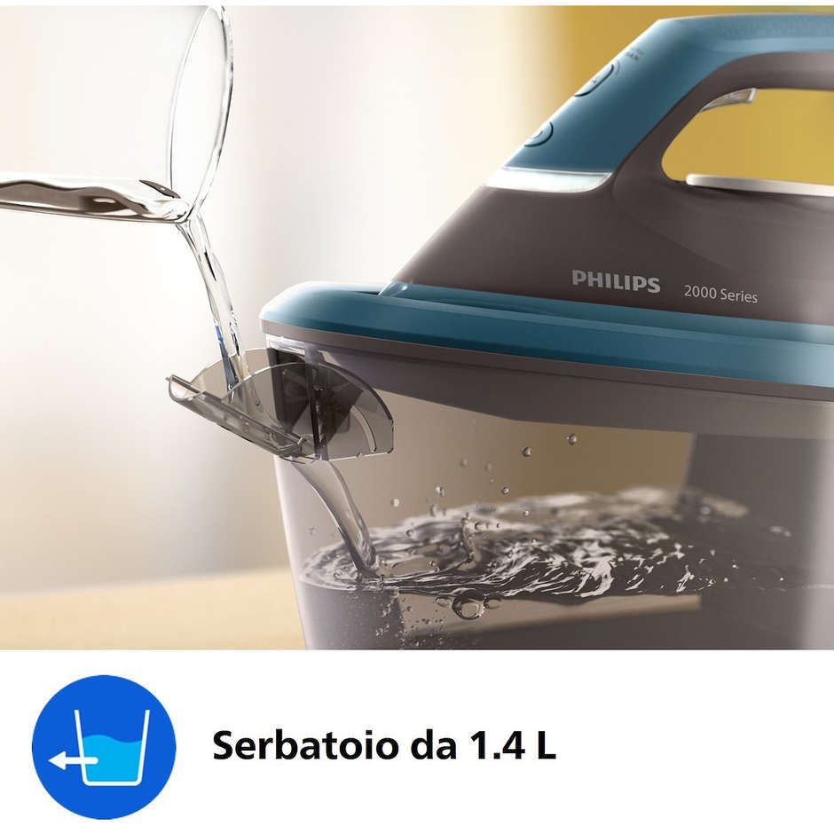 Philips Serie 2000 PSG2001/80 Ferro da Stiro con Caldaia 2400 W 6 Bar 1,4 L – Blu/Grigio