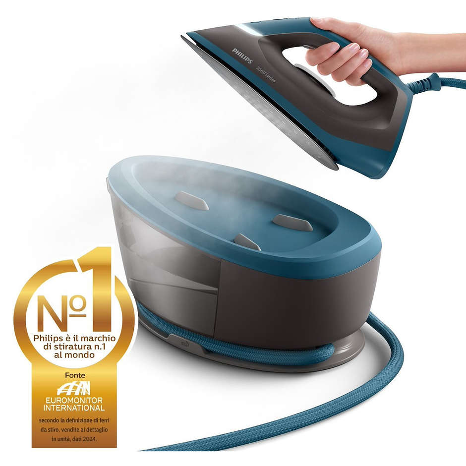 Philips Serie 2000 PSG2001/80 Ferro da Stiro con Caldaia 2400 W 6 Bar 1,4 L – Blu/Grigio