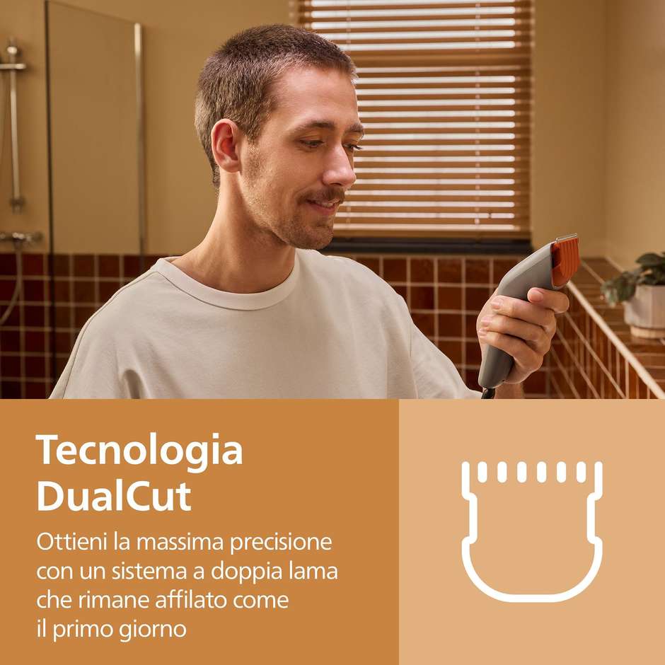 Philips Serie 3000 HC3734/15 regolacapelli con cavo beige, lame DualCut e pettine regolabile