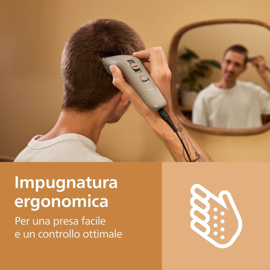 Philips Serie 3000 HC3734/15, regolacapelli con cavo beige
