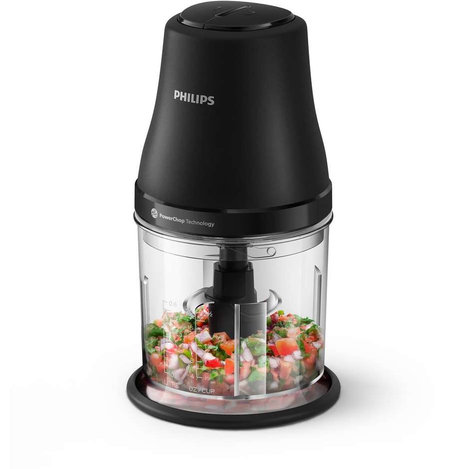 Philips Serie 3000 HR1501/00 Tritatutto Compatto 450W Ciotola 1L 4 Lame Inox Nero