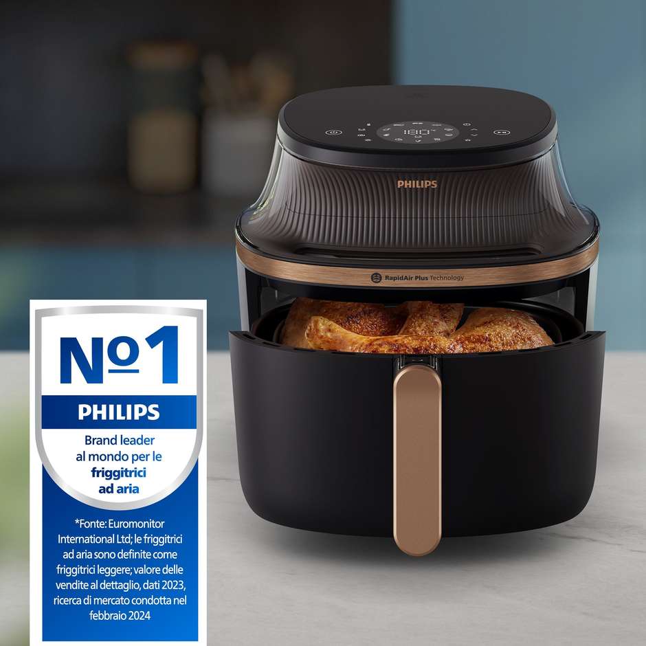 Philips Serie 3000 NA332/00 Airfryer con Finestra Visiva 6.2 L 1700 W 16 Programmi Nero