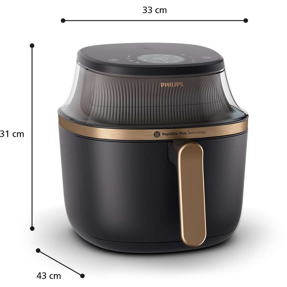 Philips Serie 3000 NA332/00 Friggitrice ad Aria Capacità 6,2 Litri 1700 W Finestra Trasparente Touch Nero