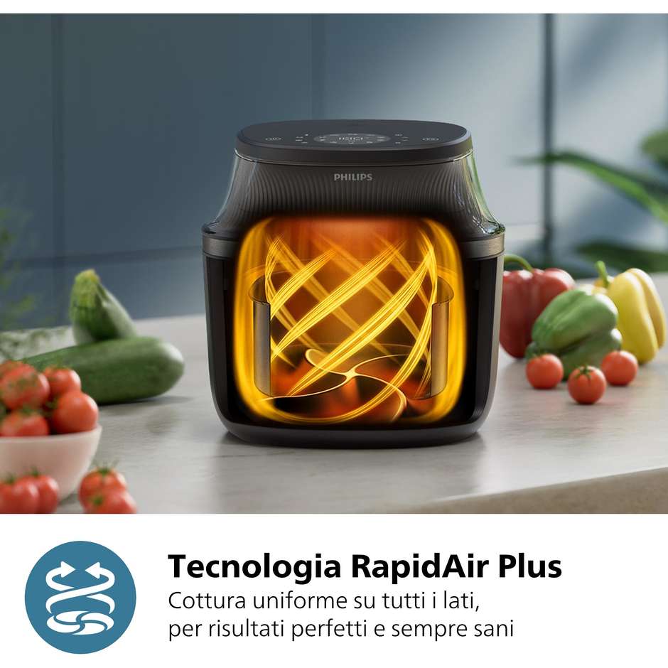 Philips Serie 3000 NA332/00 Friggitrice ad Aria Capacità 6,2 Litri 1700 W Finestra Trasparente Touch Nero