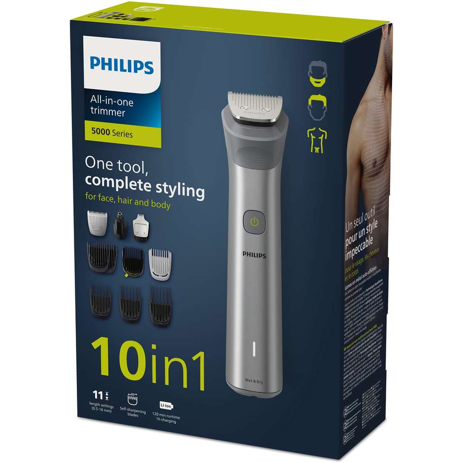 Philips  Serie 5000 All-in-One Trimmer+ Accessori Colore Acciaio inox