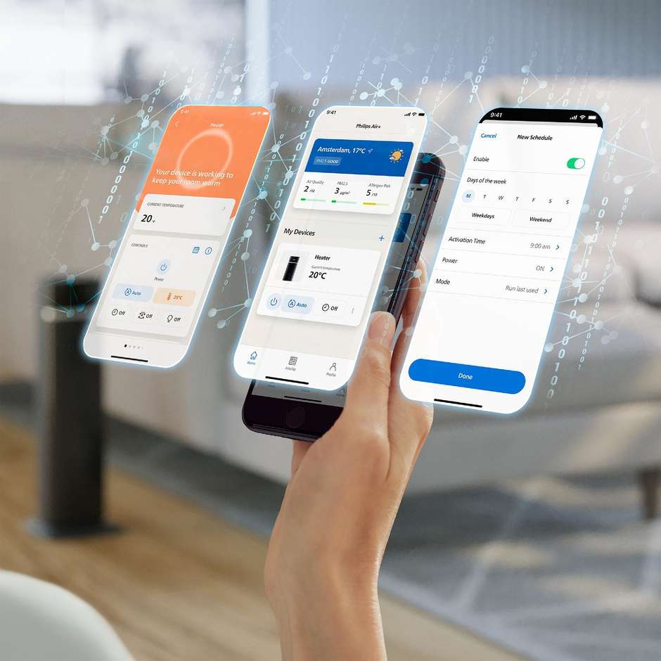 Philips Serie 5000 CX5120/11 Termoventilatore Ceramico 2000W Nero con Wi-Fi e Oscillazione 60°