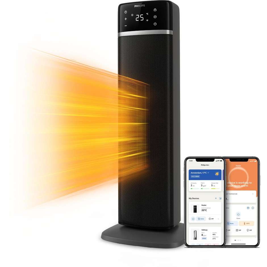 Philips Serie 5000 CX5120/11 Termoventilatore Ceramico 2000W Nero con Wi-Fi e Oscillazione 60°