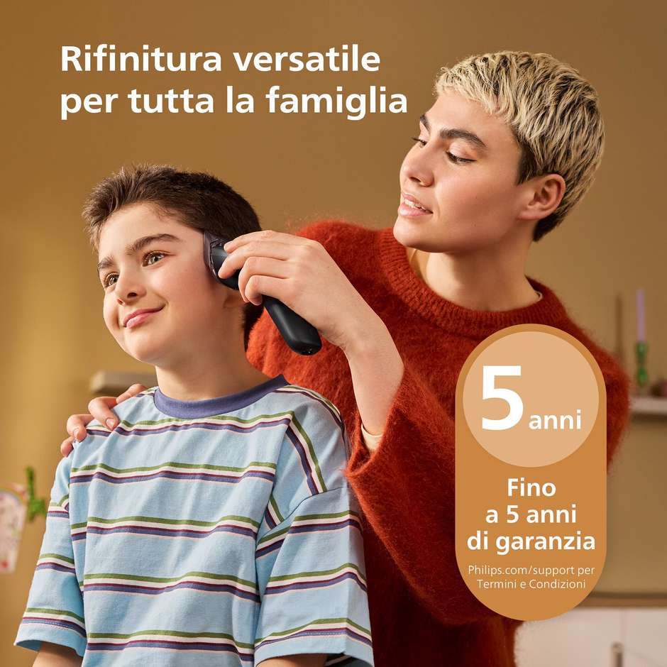 Philips Serie 5000 HC5733/15 regolacapelli senza filo nero, PowerAdapt, Turbo e 3 pettini