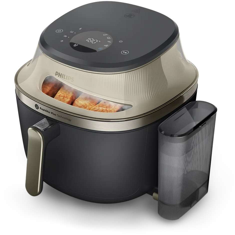 Philips Serie 5000 NA543/00 Friggitrice ad Aria e Cottura a Vapore 2 in 1 Capacità 7,2 Litri 2000 W Nero e Inox