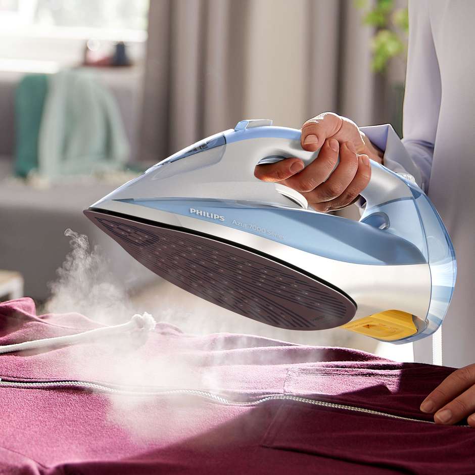 Philips Serie 7000 DST7011/20 Ferro da Stiro a Vapore Piastra SteamGlide Plus 2600 W Azzurro e Bianco