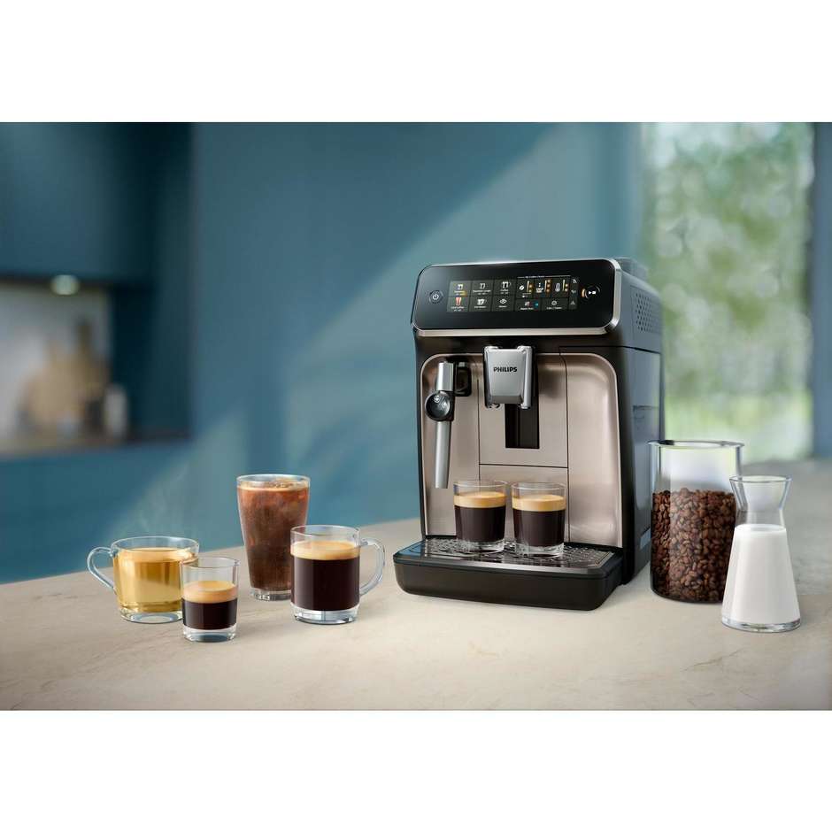 Philips Series 3300 EP3321/40 Macchina da Caffè Automatica con Macine in Ceramica e SilentBrew Nero e Cromo