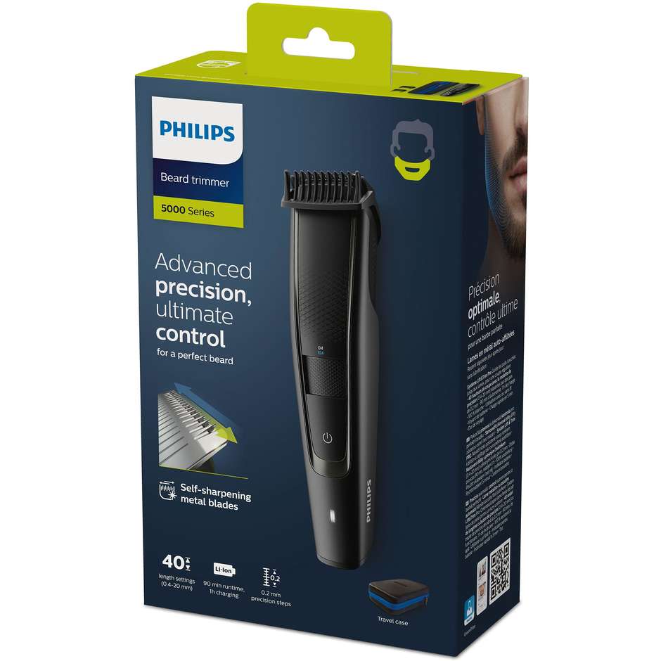 Philips Series 5000 BT5515/70 Beard Trimmer Regola barba + Accessori Colore Nero