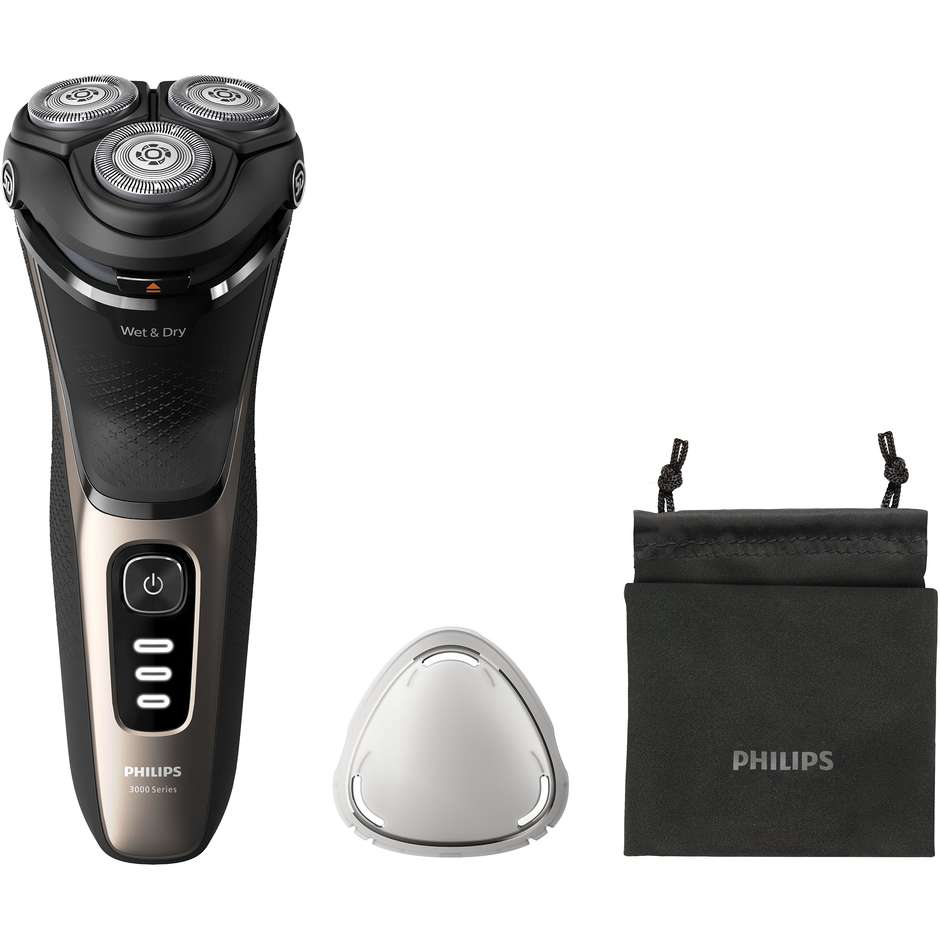 Philips Shaver 3000 Series S3242/12 Rasoio elettrico Wet & Dry Colore Nero, Oro