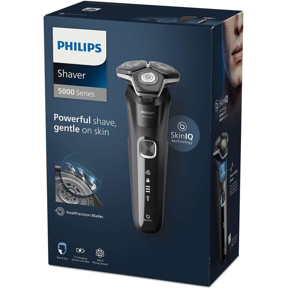 Philips Shaver Serie 5000 S5898/35 Rasoio Elettrico Wet & Dry con Quick Clean Pod e Custodia