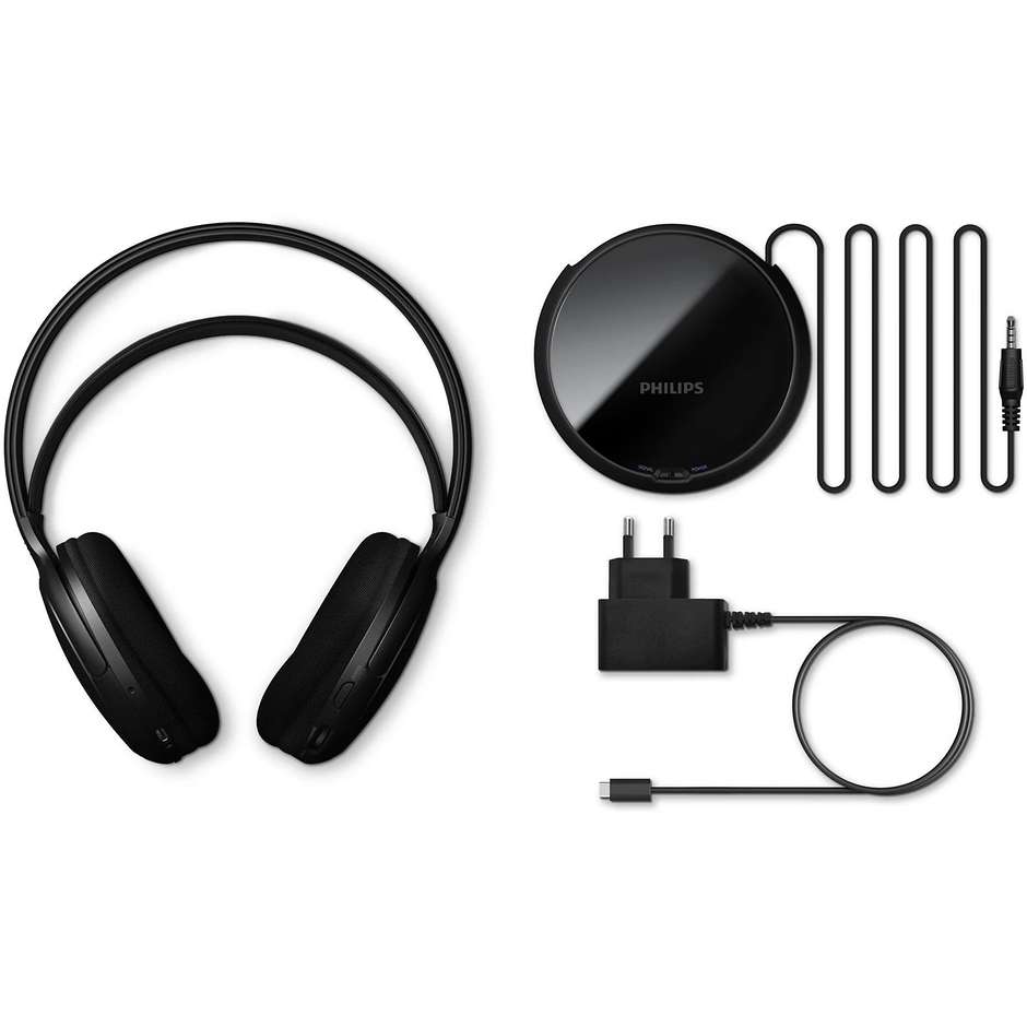 PHILIPS SHC5200M2/12 Cuffie TV Wireless per Ascolto Televisivo ad Alta Definizione Autonomia 30 Colore Black