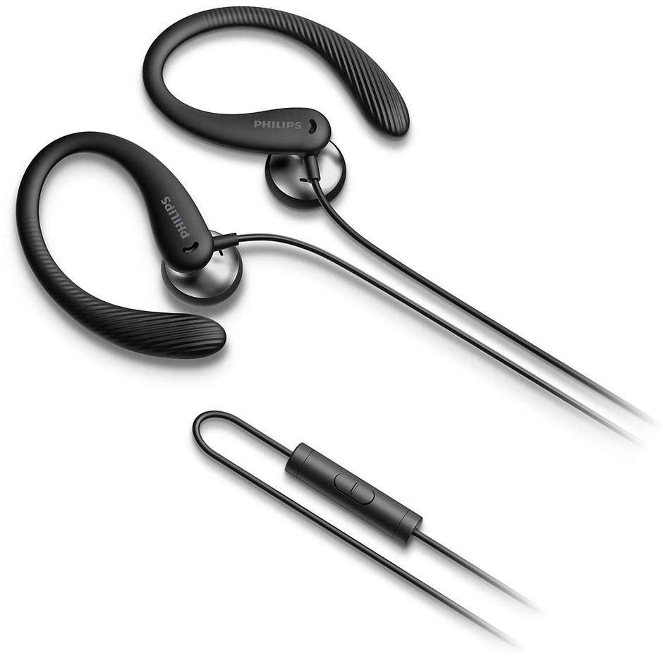 Philips TAA1105BK/00 Cuffie con Filo per Fitness e Sport Supporti per l'orecchio Flessibili Colore Nero