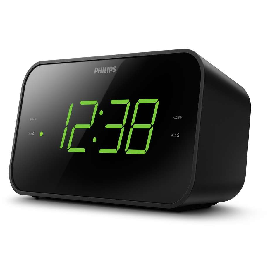 Philips TAR3306/12 Radiosveglia Digitale FM 2 Sveglie Snooze Display LED Nero