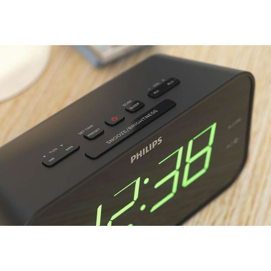 Philips TAR3306/12 Radiosveglia Digitale FM 2 Sveglie Snooze Display LED Nero