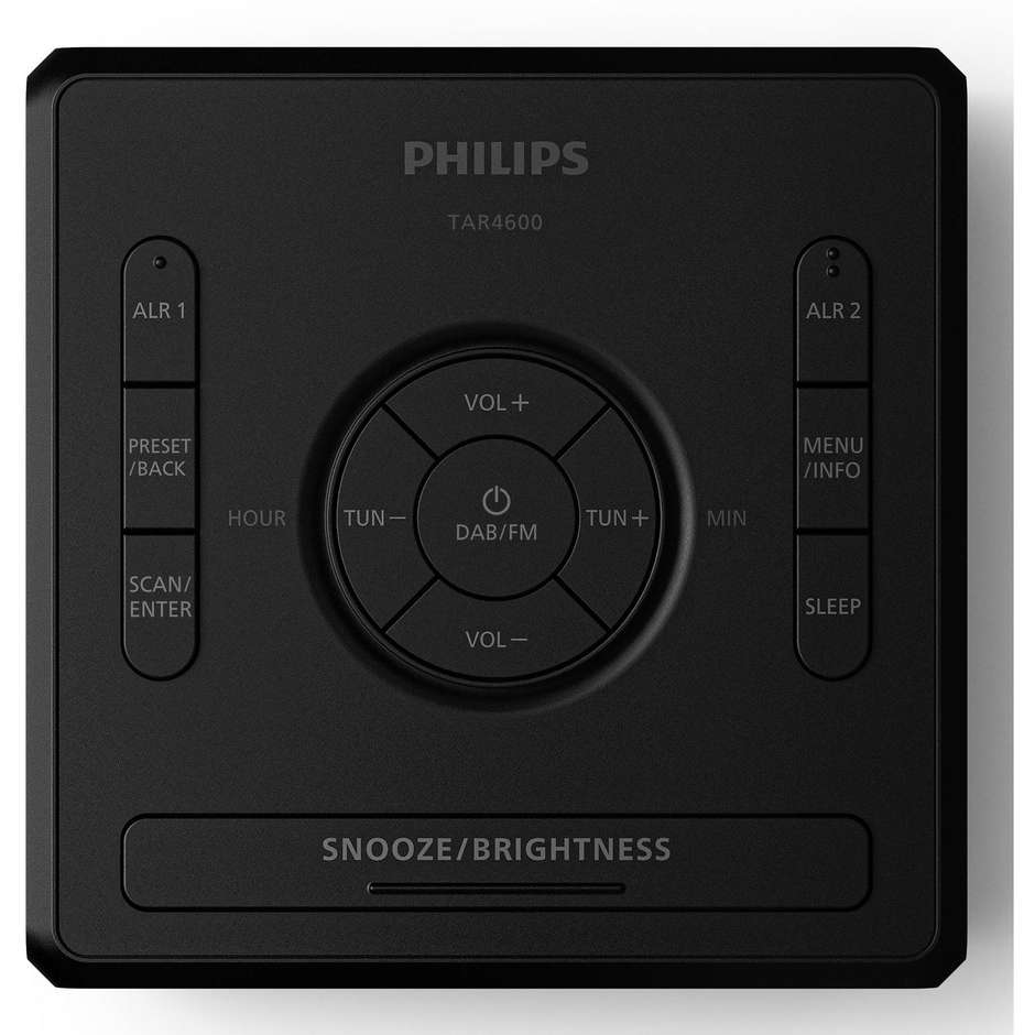 PHILIPS TAR4600/10 Radiosveglia Digitale con Display LED a Doppia Sveglia e Radio FM Colore Black