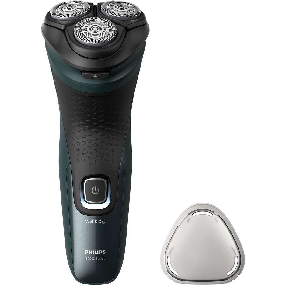 Philips X3052/00 rasoio rotante Wet & Dry PowerCut, 45 minuti, nero e verde