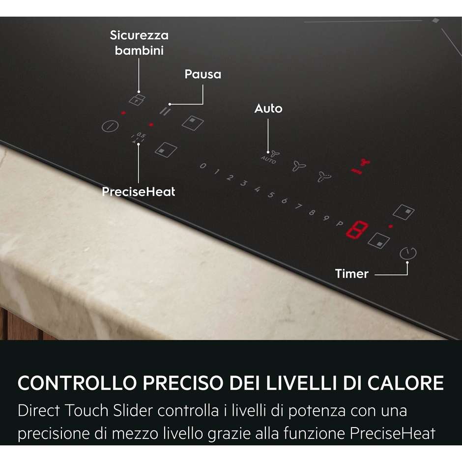 piano induz 80cm 4z aspirante c/cappa filtrante a