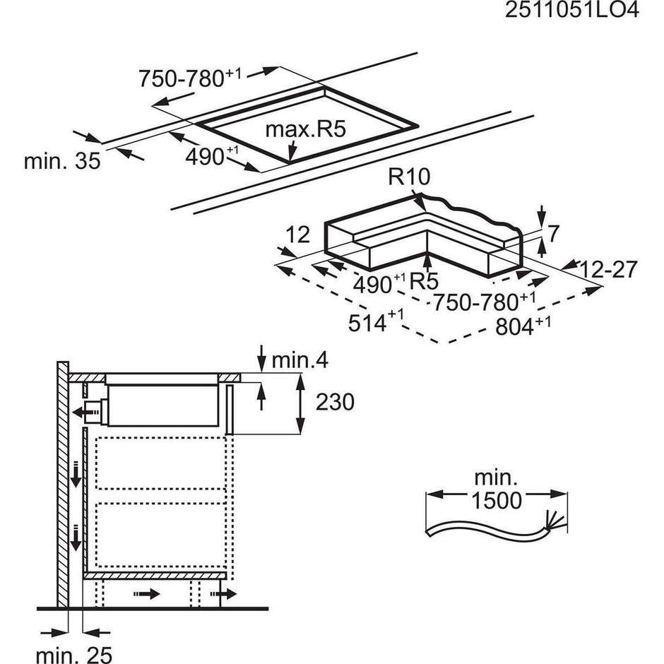 piano induz 80cm 4z aspirante c/cappa filtrante a