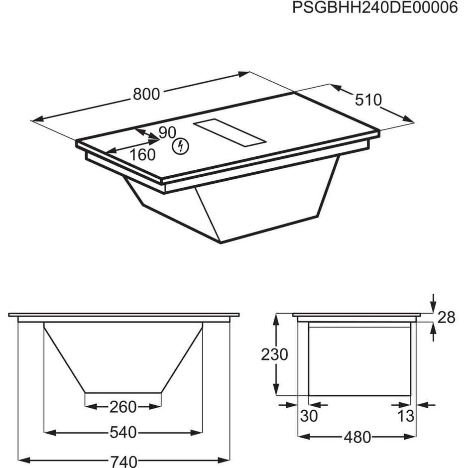 piano induz 80cm 4z aspirante c/cappa filtrante a