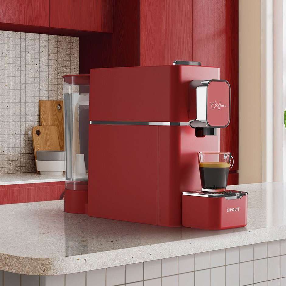 Polti Coffea PCEU0136 Macchina per Caffè Espresso a Cialde ESE 44 mm 1400 W Pompa 19 Bar Serbatoio 0.85 L Rosso