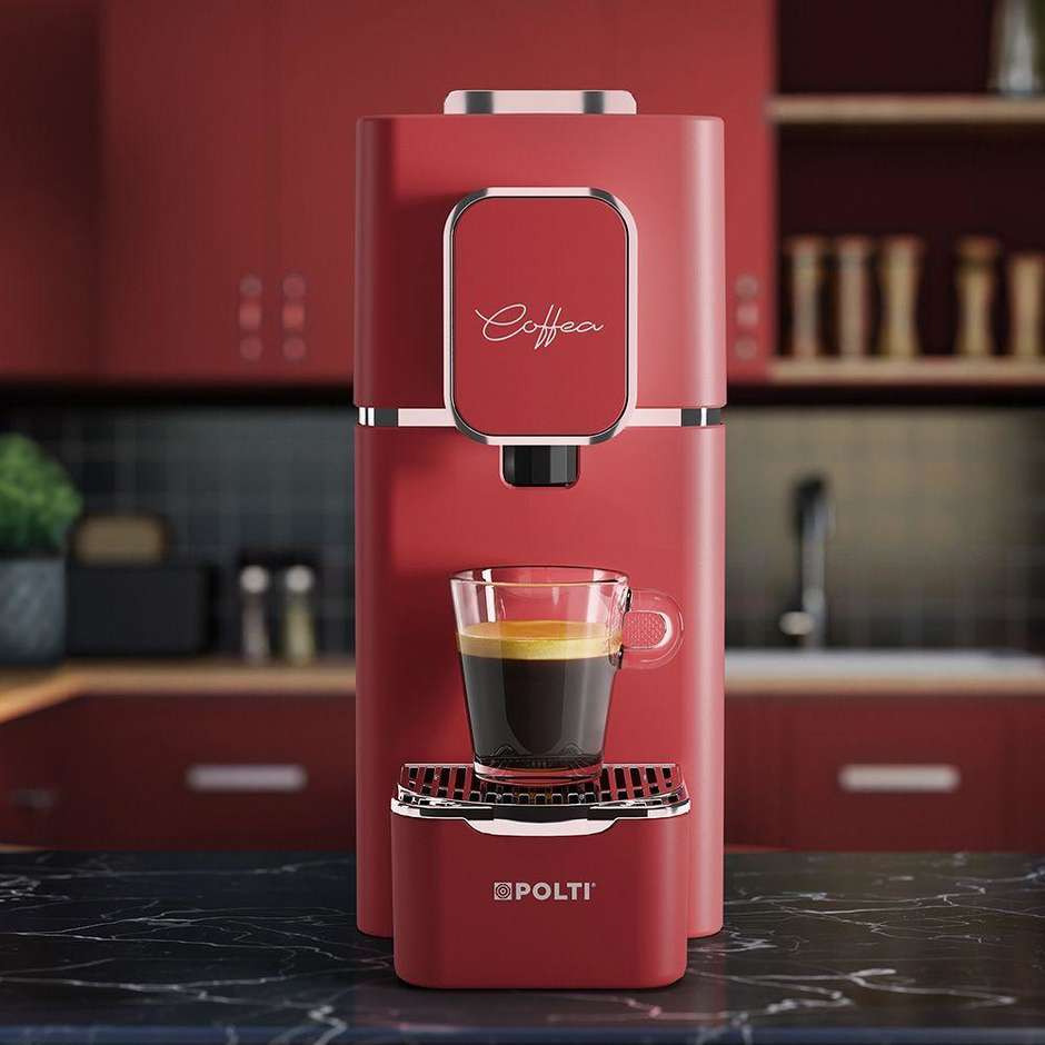 Polti Coffea PCEU0136 Macchina per Caffè Espresso a Cialde ESE 44 mm 1400 W Pompa 19 Bar Serbatoio 0.85 L Rosso