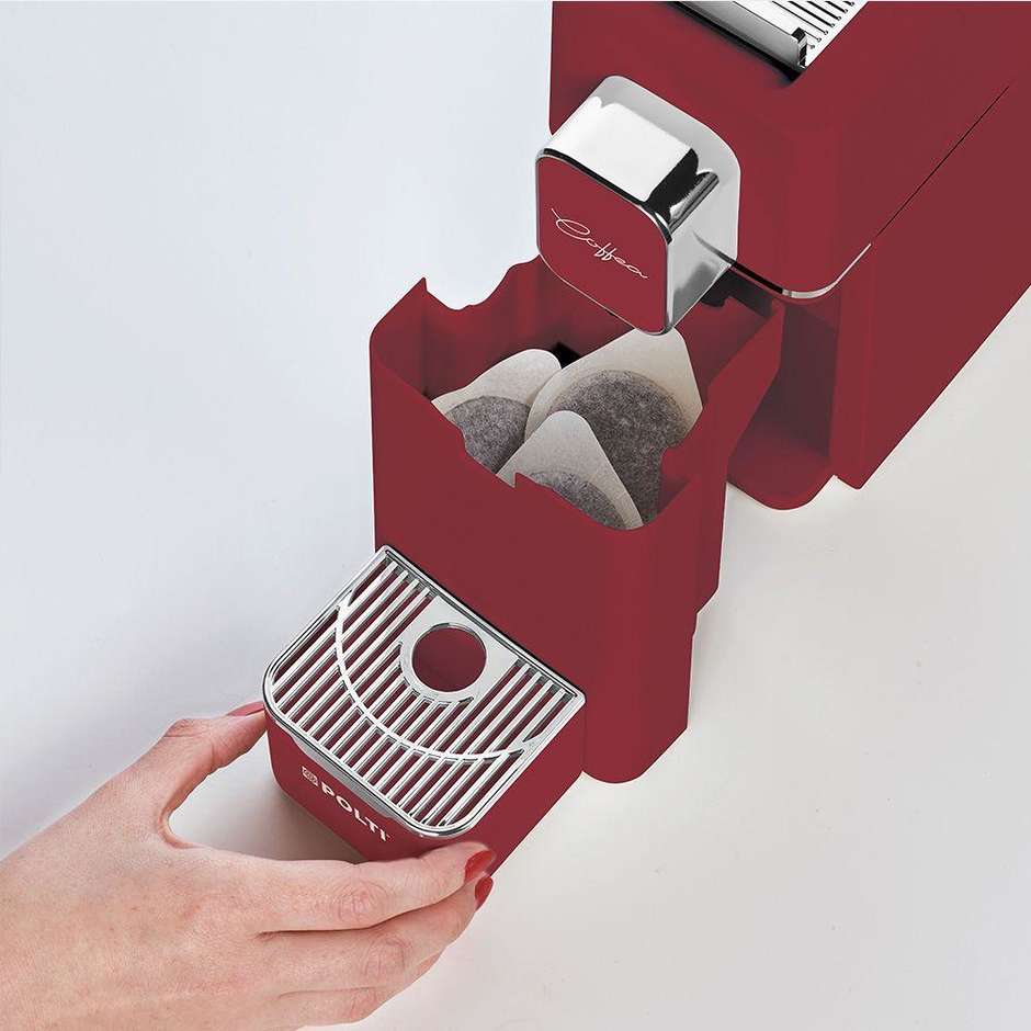 Polti Coffea PCEU0136 Macchina per Caffè Espresso a Cialde ESE 44 mm 1400 W Pompa 19 Bar Serbatoio 0.85 L Rosso