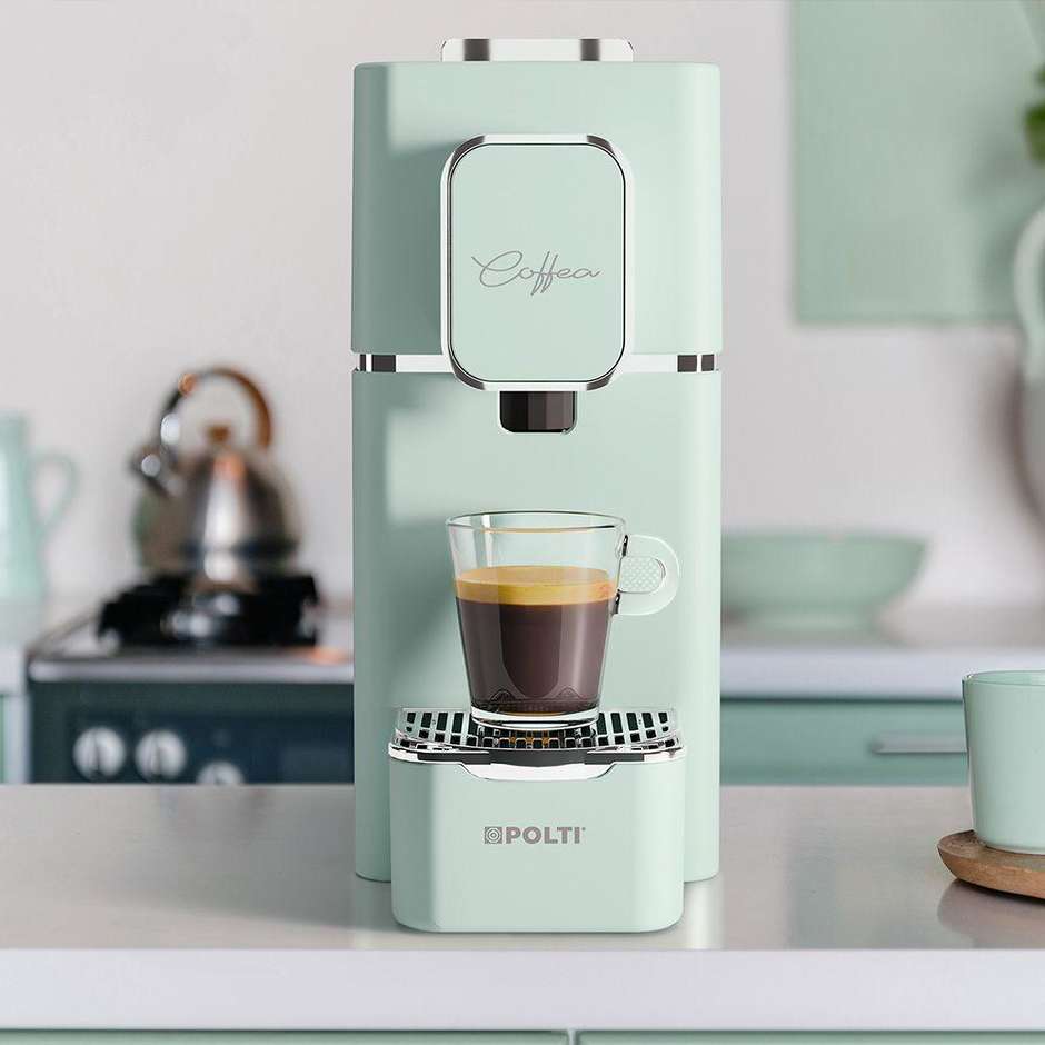 Polti Coffea PCEU0138 Automatica Macchina per Caffè a Cialde ESE 44 mm 1400 W Dosaggio Automatico 19 Bar Verde Salvia