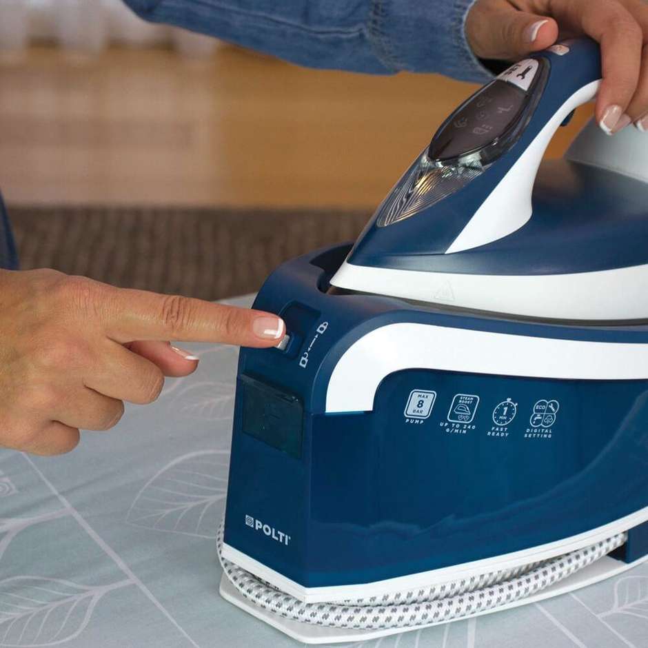 Polti Express VE30.10 Ferrro da stiro Potenza 2200 W  Capacità tanica acqua 1,6 Lt Piastra in Ceramica Colore Blu, Bianco