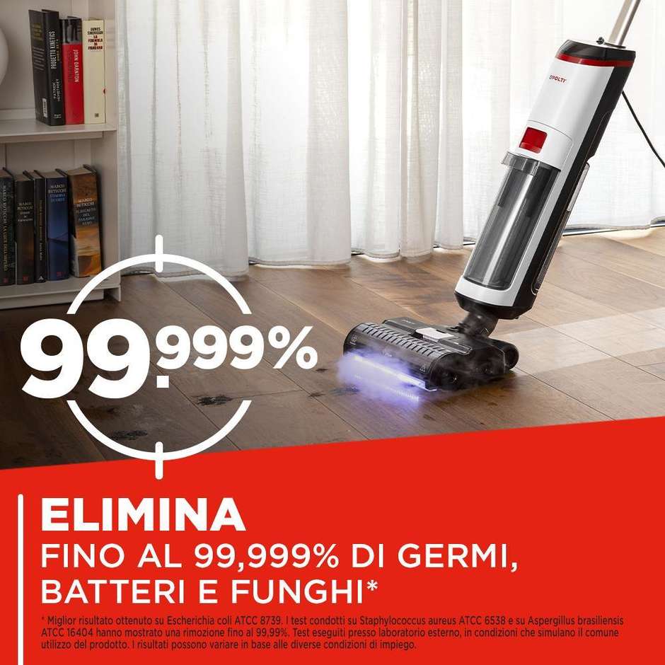 Polti RollySteam WD10C Aspirapolvere Lavapavimenti 3 in 1 Secco e Bagnato 750 W 7000 Pa 0,6/0,8 L Nero/Bianco