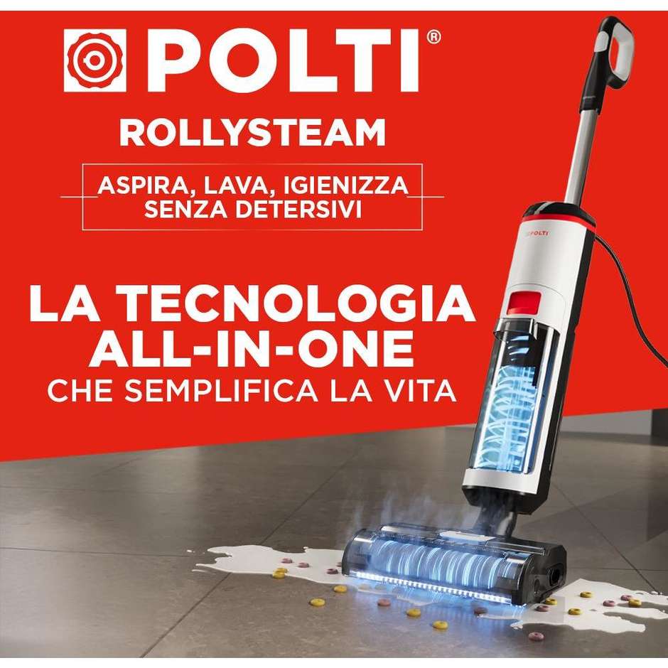 Polti ROLLYSTEAMWD10C Pulitore a Vapore Igienizzante Multisuperficie Nero