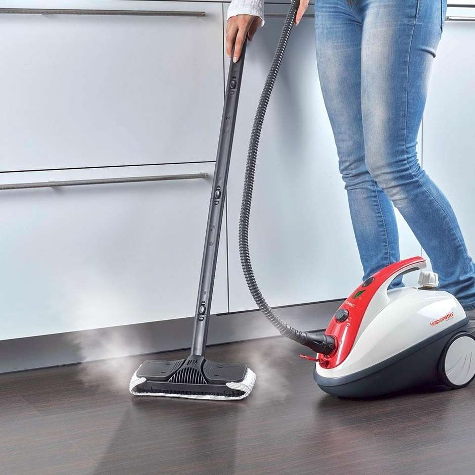 Polti Smart 30R Vaporetto Pulitore a Vapore a Traino 1800W Pressione 3 Bar Caldaia 1,6L Rosso e Bianco