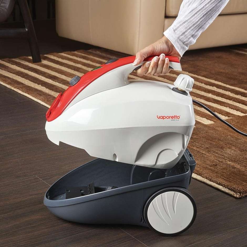 Polti Smart 30R Vaporetto Pulitore a Vapore a Traino 1800W Pressione 3 Bar Caldaia 1,6L Rosso e Bianco