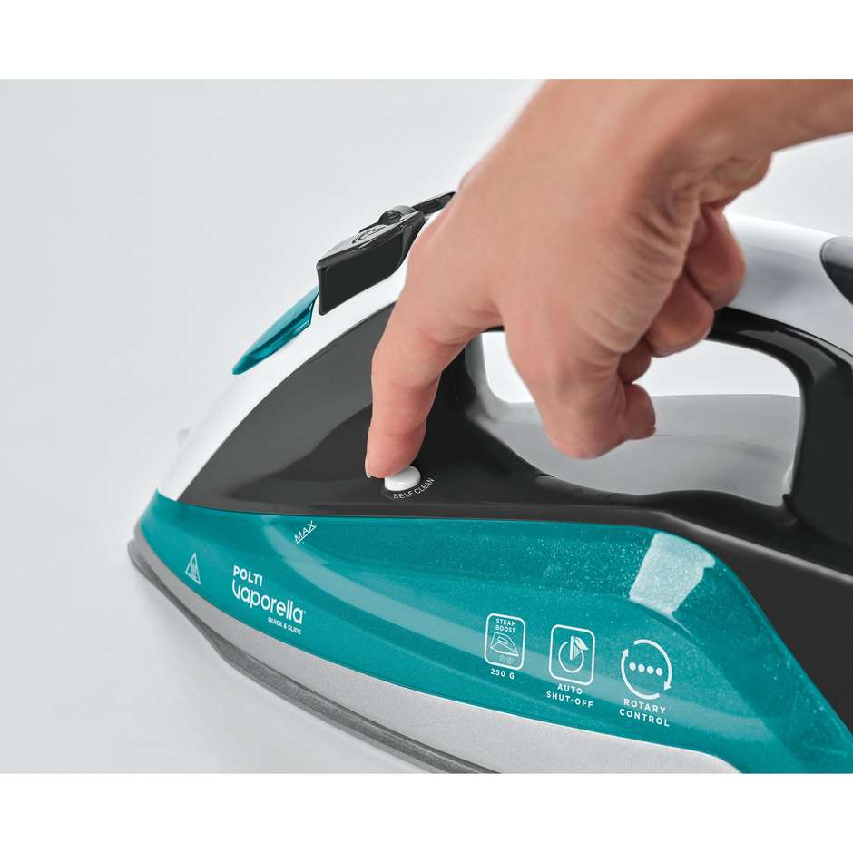 Polti Vaporella Quick & Slide QS220 Ferro da Stiro a Vapore 2400 W Piastra Pro-Steam 485 Fori Grigio e Blu