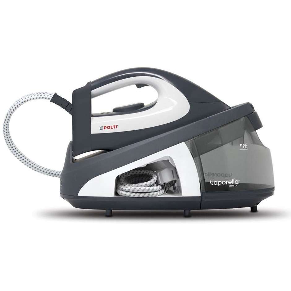 Polti Vaporella Simply VS10.12 Ferro da Stiro con Caldaia 2200 W 6,5 Bar Serbatoio Maxi 1,5 L Nero e Bianco