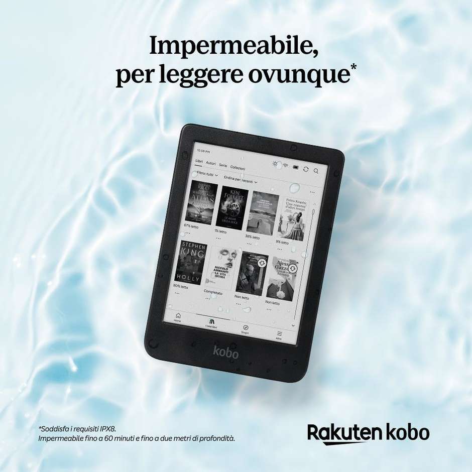 Rakuten Kobo Clara BW lettore e-book 6" Touch screen Memoria 16 GB Wi-Fi Colore Nero