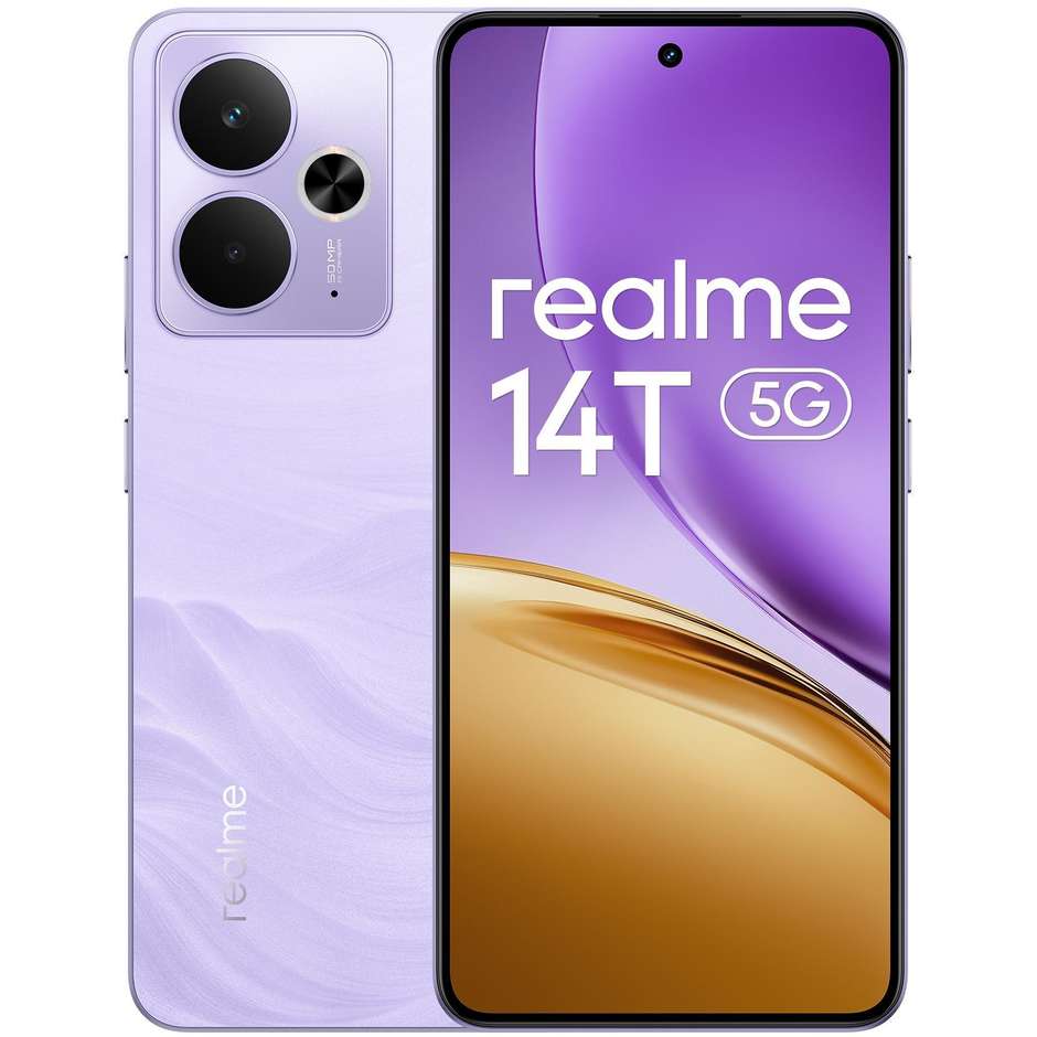 Realme 14T Smartphone 5G 6.67" Ram 8 GB Memoria 256 GB Android 15 Colore Viola