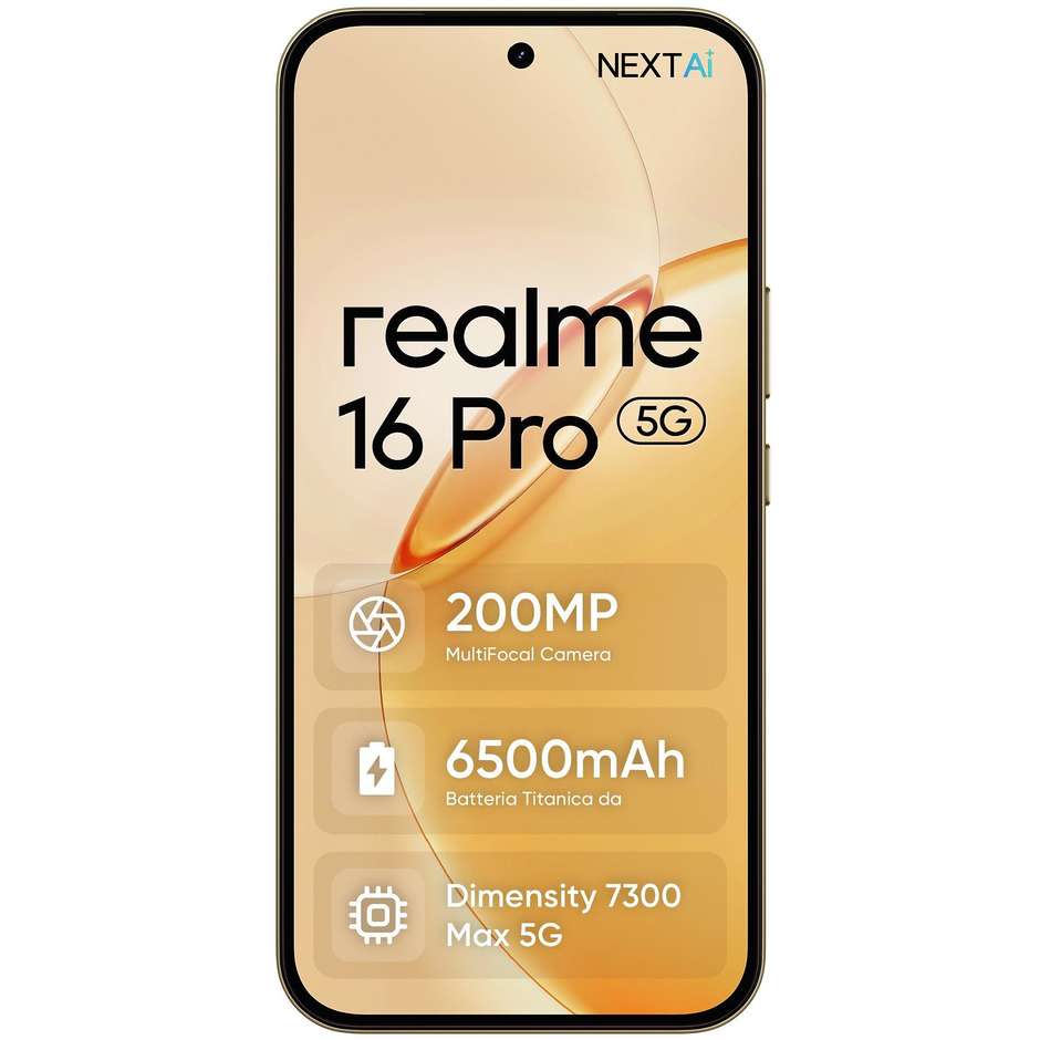 Realme 16 Pro Smartphone 5G 17,2 cm (6.78") AMOLED 120Hz 8 GB 256 GB 50 MP OIS Oro (Gold)